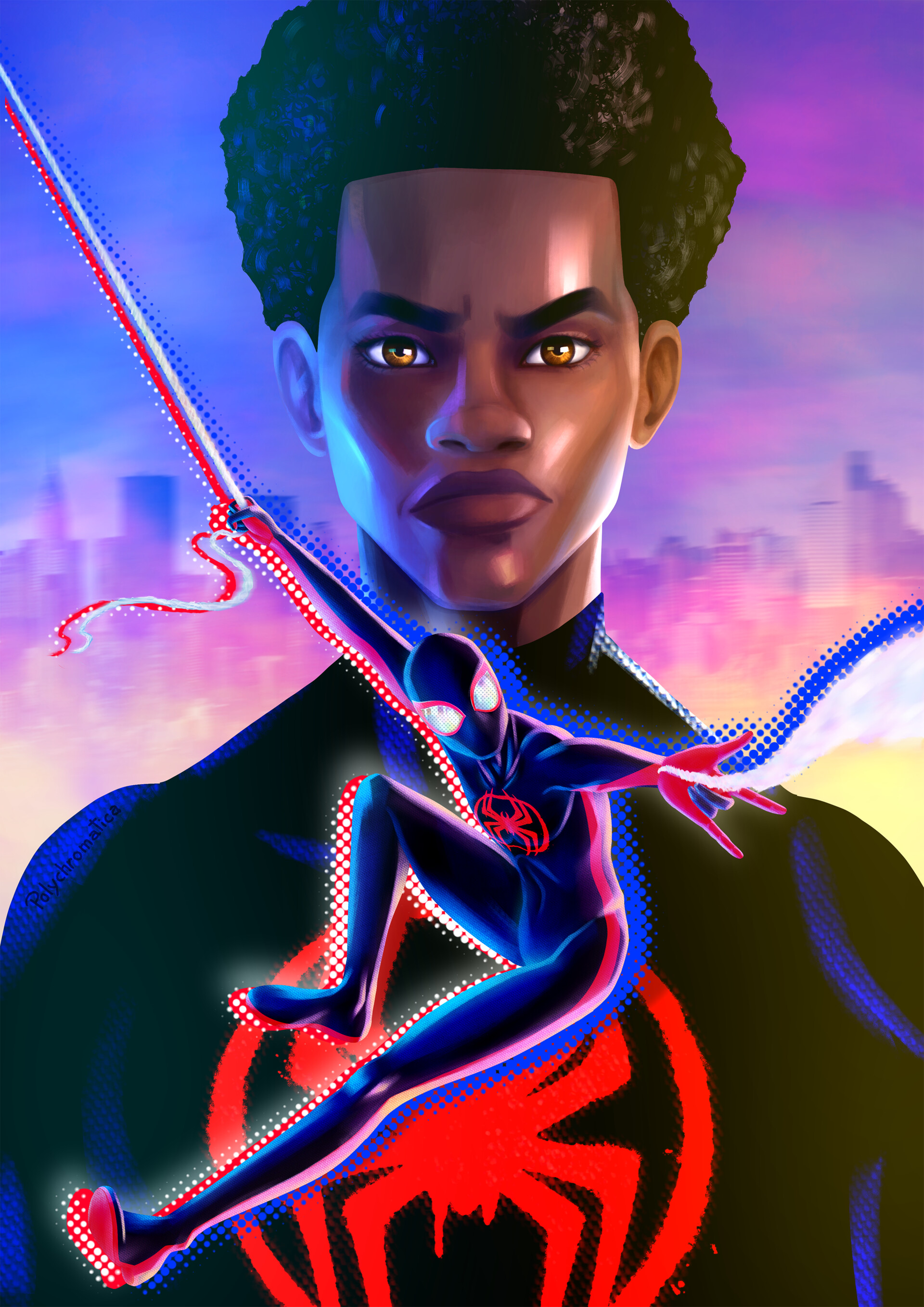 Ilustração autoral de Spiderman/Miles Morales da Marvel