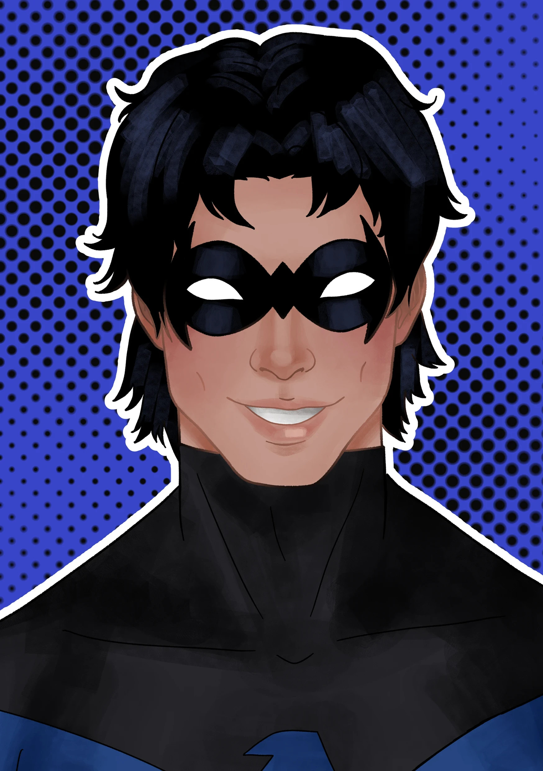 Ilustração autoral de Nightwing da DC Comics