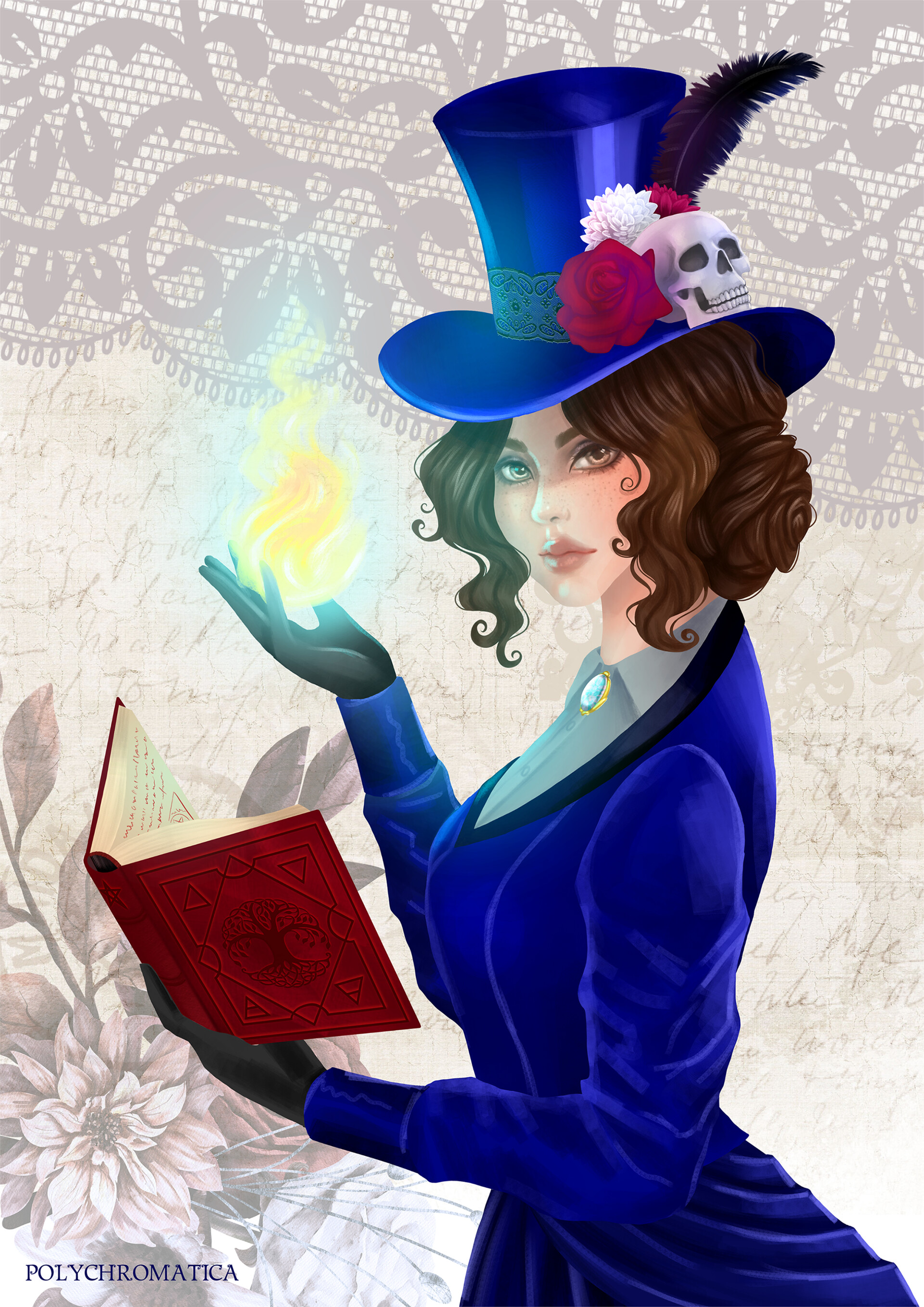 Ilustração autoral de personagem original, Bruxa Vitoriana